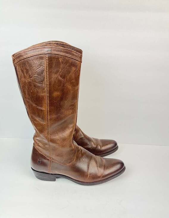 Frye Shoes - Frye Women's Western Style Riding Boots in Distressed Brown Leather Size 8.5B